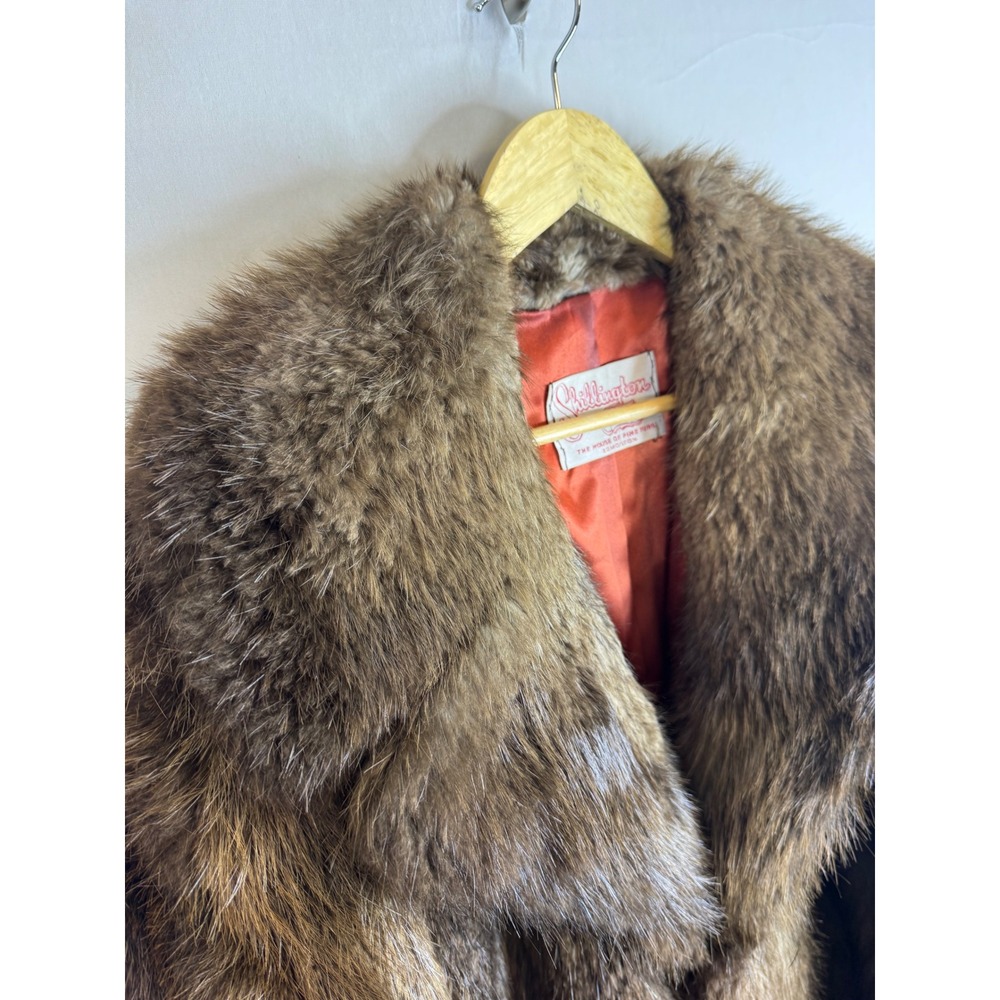 Vintage Shillington Furs Men 46 Brown Long Racoon Fur Coat Double Breasted - Picture 3 of 16